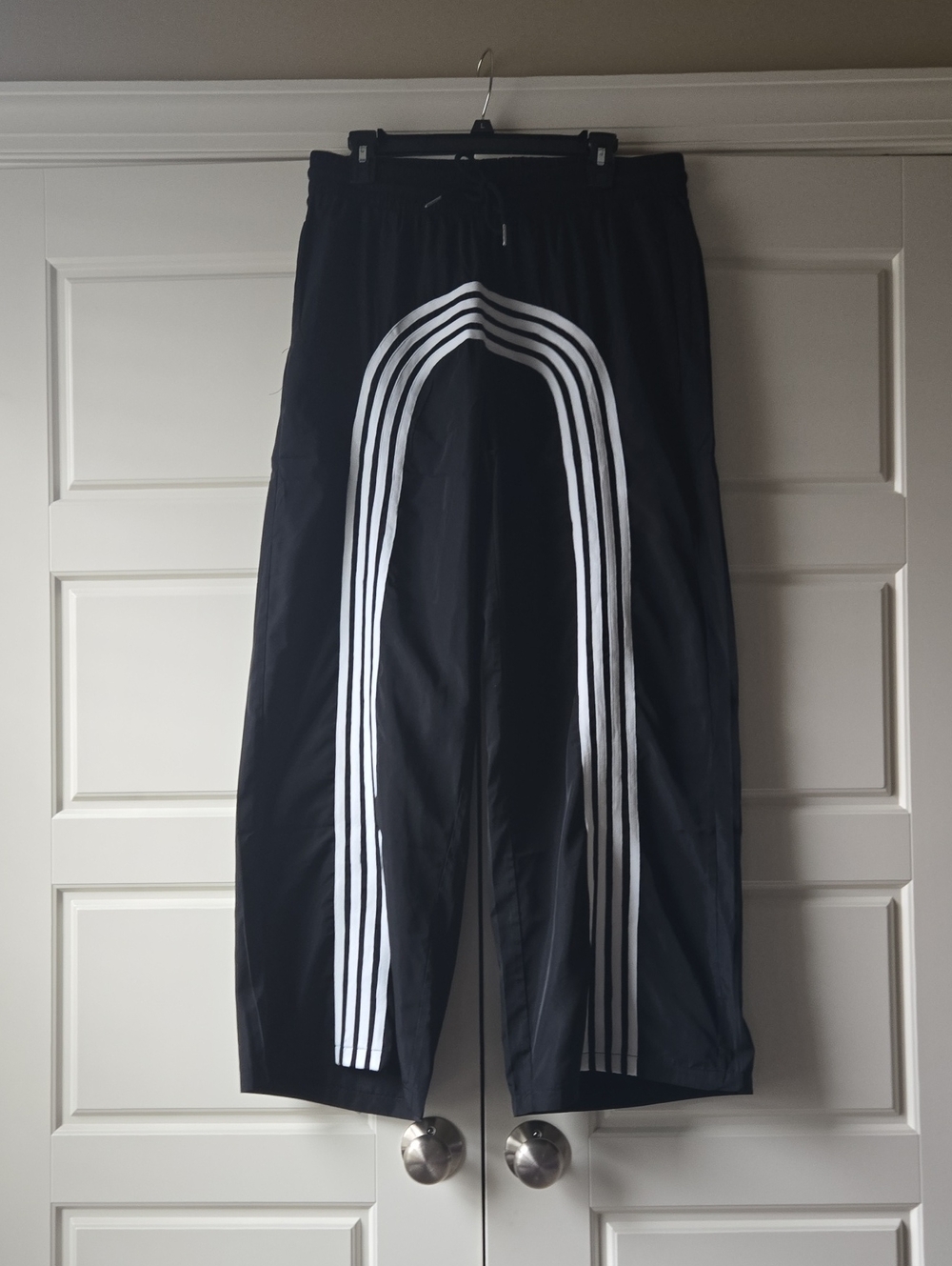 Black Track Pants with White Double-Stripe Detail